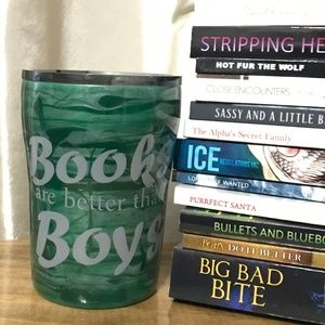 NEW green marbled "books are better than boys" Cup